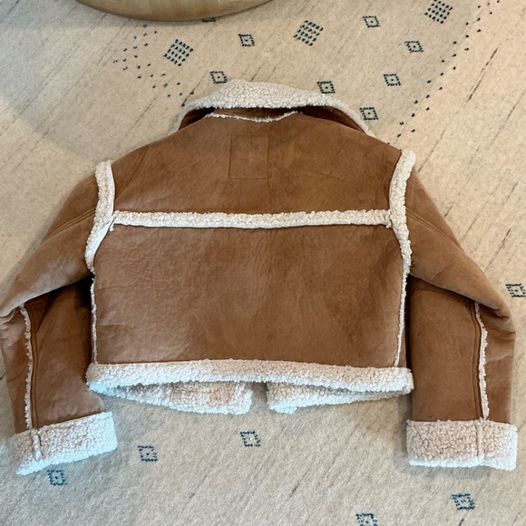Abercrombie suede shearling cropped jacket - Picture 4 of 4